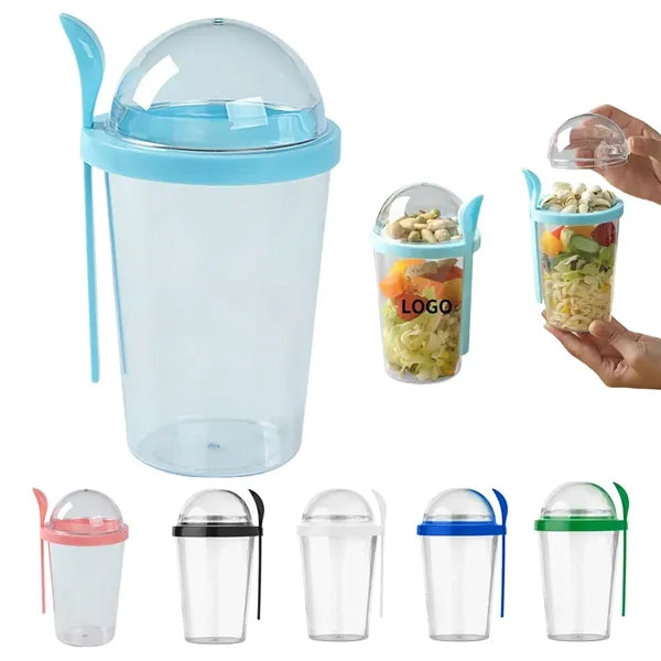 Vegetable Salad Cup with Spoon and Dressing Holder