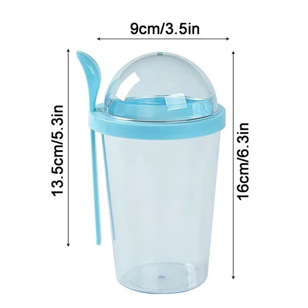 Vegetable Salad Cup with Spoon and Dressing Holder