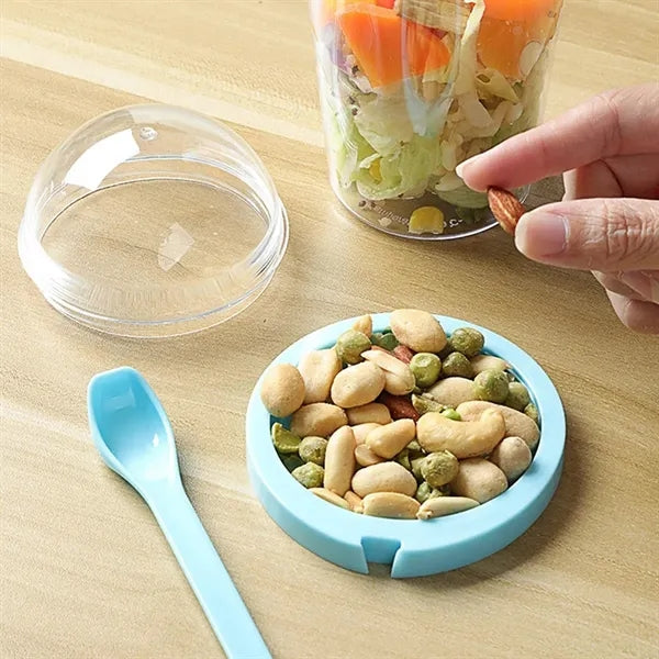 Vegetable Salad Cup with Spoon and Dressing Holder