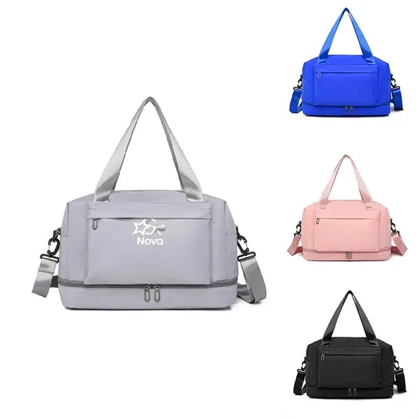 Gym bag with separate wet and dry compartments