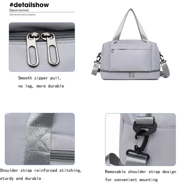 Gym bag with separate wet and dry compartments