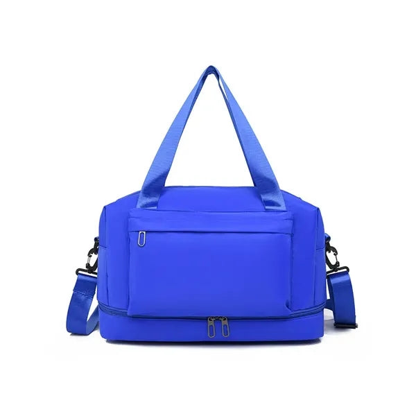 Gym bag with separate wet and dry compartments