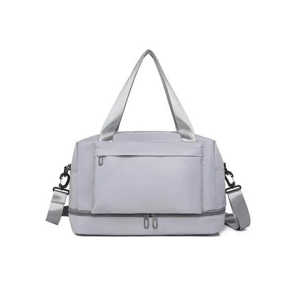 Gym bag with separate wet and dry compartments