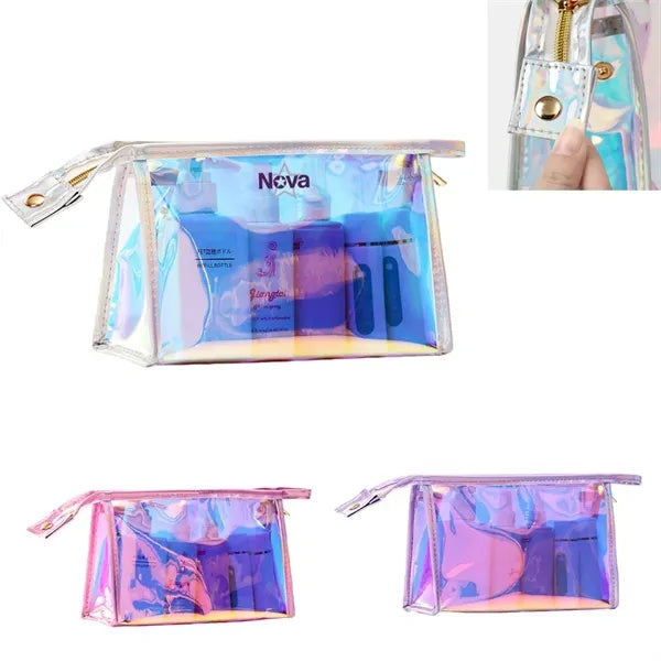 Laser PVC Cosmetic Bag Travel Toiletry Pouch with Zipper