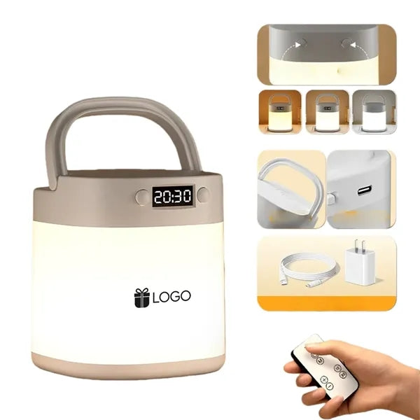 Handheld Bedside Lamp Digital Clock 3 Color Temp Night Light