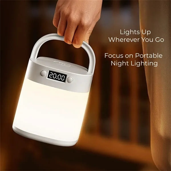 Handheld Bedside Lamp Digital Clock 3 Color Temp Night Light