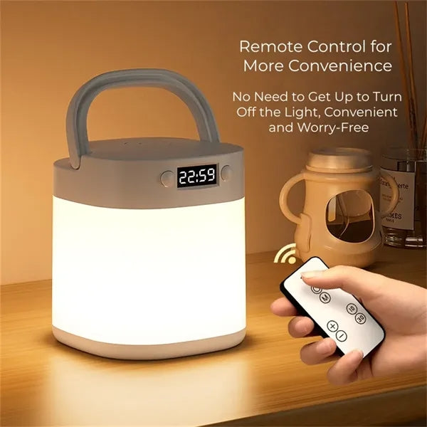Handheld Bedside Lamp Digital Clock 3 Color Temp Night Light