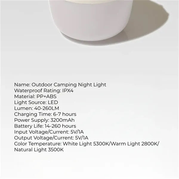 Camping Night Light Rechargeable Magnetic Dimmable
