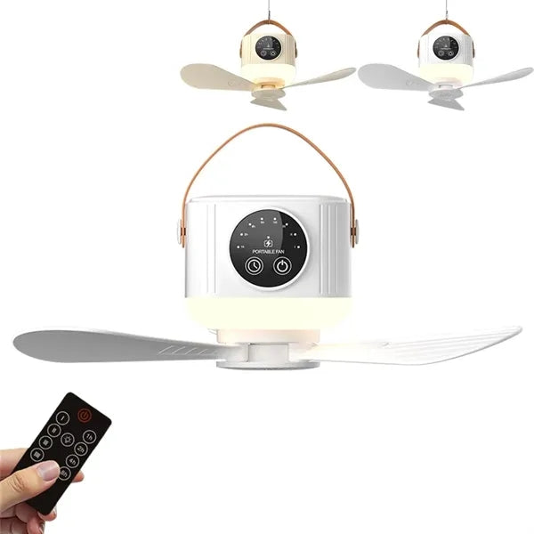 Camping Portable Hanging Fan Light 7200mAh Rechargeable
