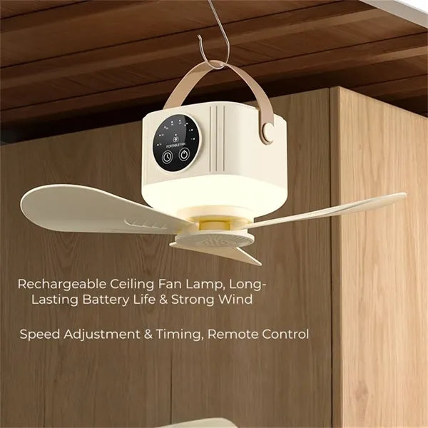 Camping Portable Hanging Fan Light 7200mAh Rechargeable