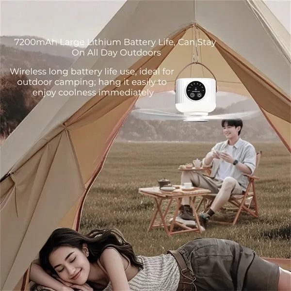 Camping Portable Hanging Fan Light 7200mAh Rechargeable