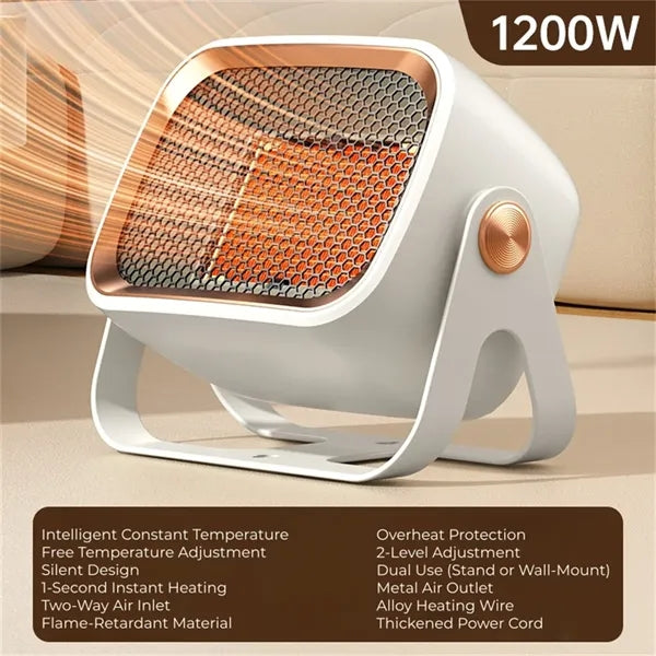 1200W Desktop Space Heater Wall Mountable Fast Heating