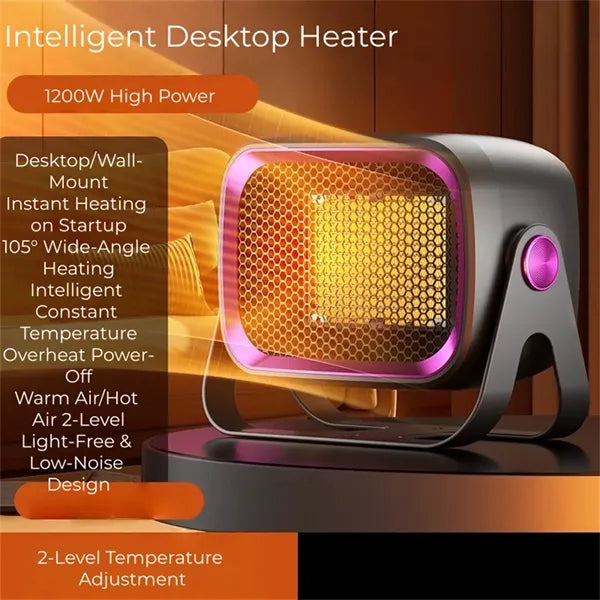 1200W Desktop Space Heater Wall Mountable Fast Heating