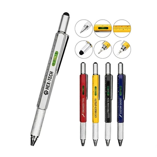 Hex-Tech 6-in-1 Multifunction Metal Utility Stylus Pen