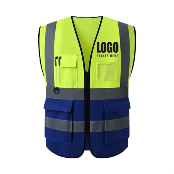 Zipper Closure Reflective Safety Vest With Pocket