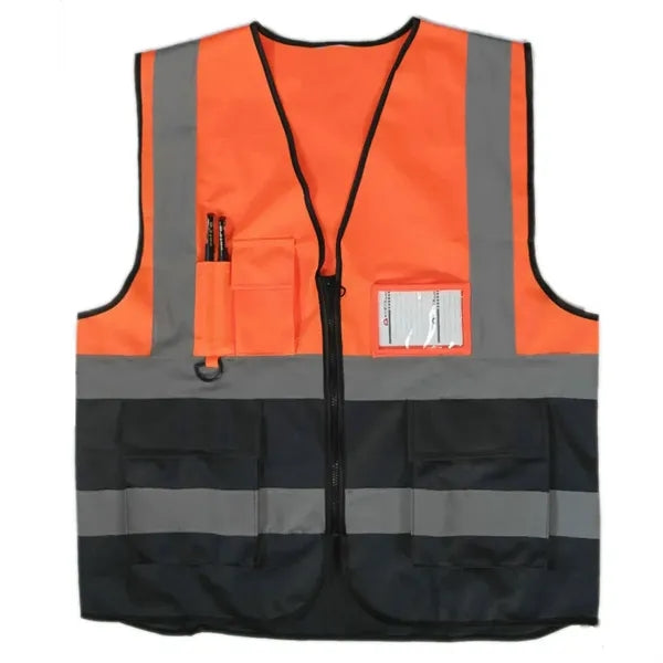 Zipper Closure Reflective Safety Vest With Pocket