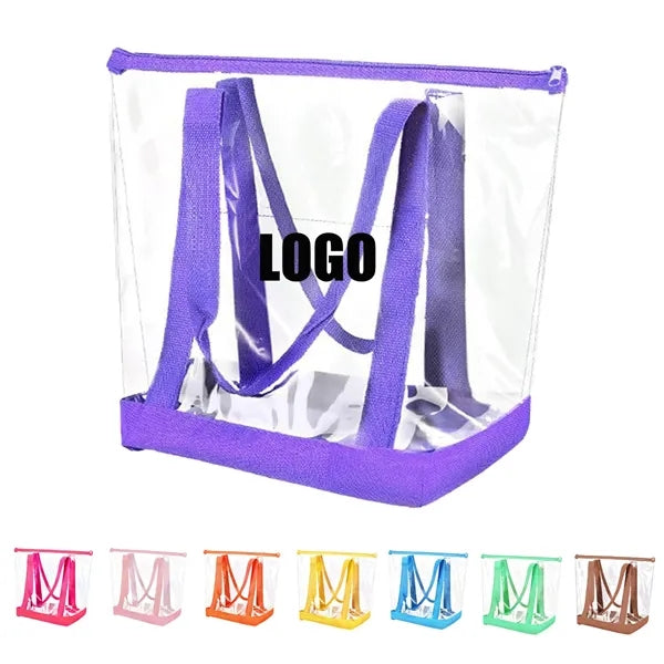 Clear Tote Shoulder Bag Zipper Security Approved