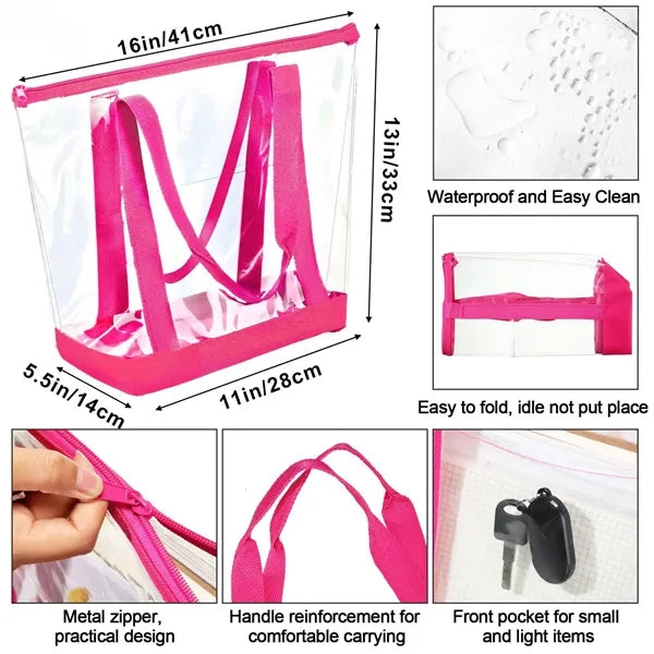Clear Tote Shoulder Bag Zipper Security Approved