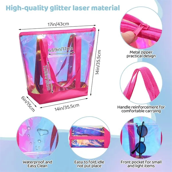 Clear PVC Tote Shoulder Handbag With Zipper
