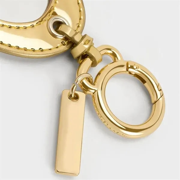 Star Shaped Leather Compact Mirror Keychain Bag Charm