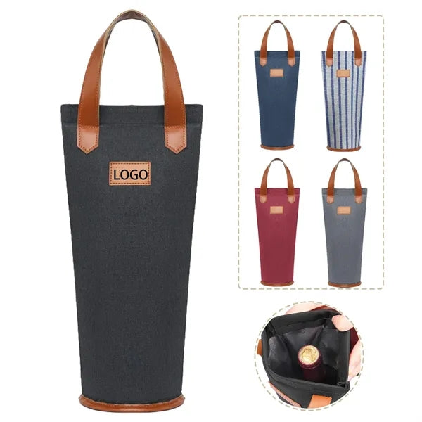 Insulated Single Wine Tote Bottle Carrier Bag