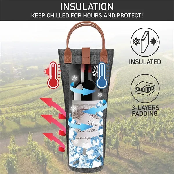 Insulated Single Wine Tote Bottle Carrier Bag