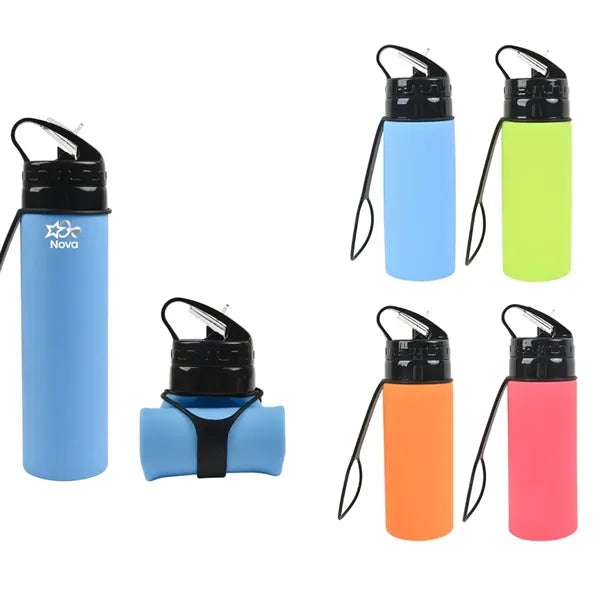 20 oz Collapsible Silicone Travel Water Bottle Squeeze