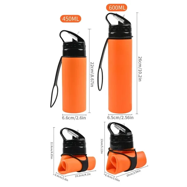 20 oz Collapsible Silicone Travel Water Bottle Squeeze