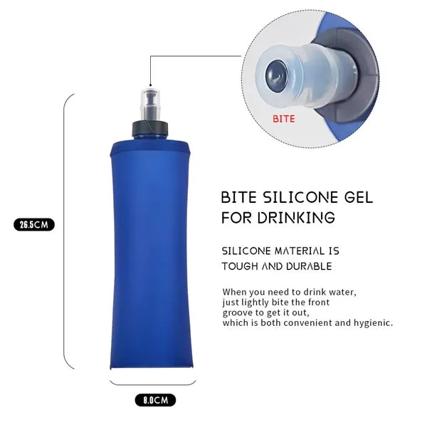 24 oz. Collapsible Soft Water Bottle with Bite Valve.