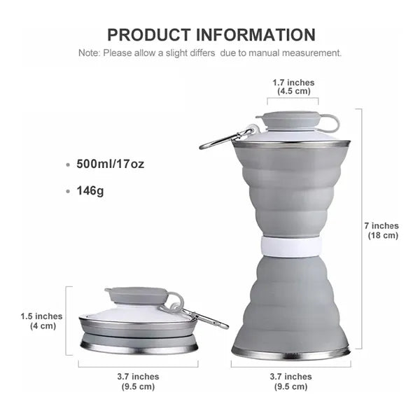17 Oz Collapsible Water Bottles with Carabiner
