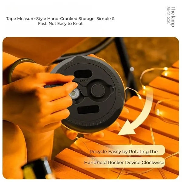 33.8ft Tape Camping Light String Rechargeable