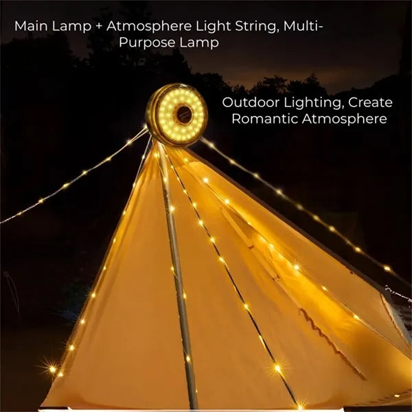 33.8ft Tape Camping Light String Rechargeable