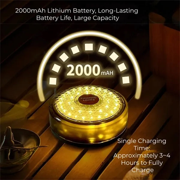 33.8ft Tape Camping Light String Rechargeable