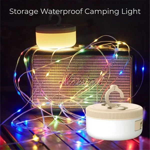 33.8ft Camping String Lights Magnetic Hook Rechargeable