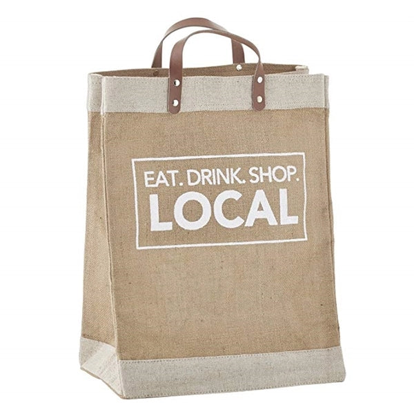 Jute Tote Bag With Genuine Leather Handles
