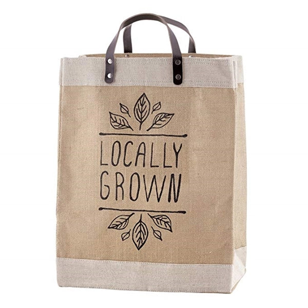 Jute Tote Bag With Genuine Leather Handles