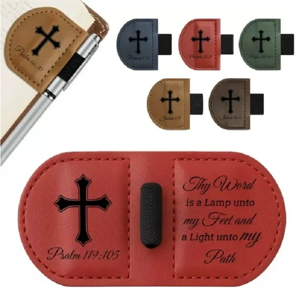 Vintage Magnetic Leather Bookmark with Pen Holder