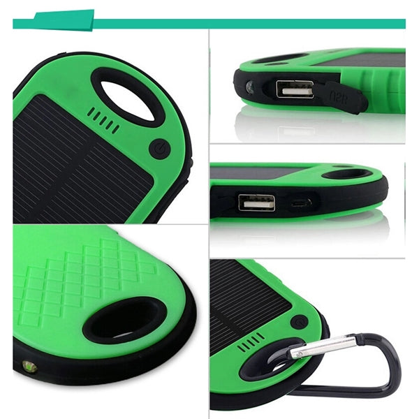 Portable Plastic Solar Power Bank - 5000 mAh