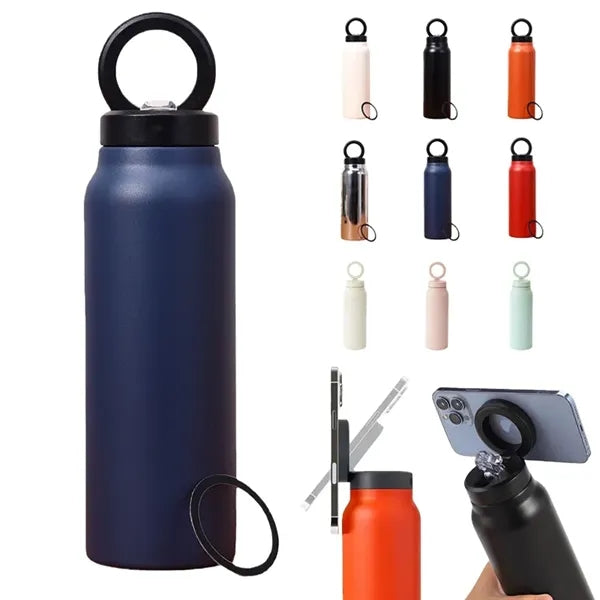 Water Bottle with Magnetic Phone Mount