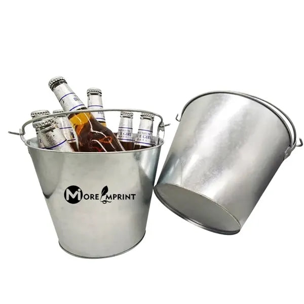 5L Galvanized Steel Ice Bucket with Handle for Beer & Drinks