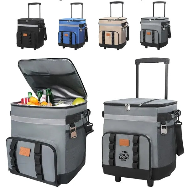 35L Insulated Rolling Cooler Bag Box with Wheels & Handle