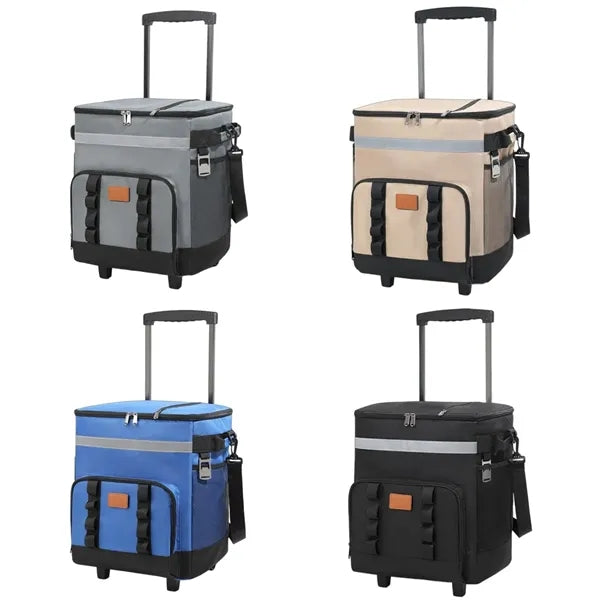 35L Insulated Rolling Cooler Bag Box with Wheels & Handle