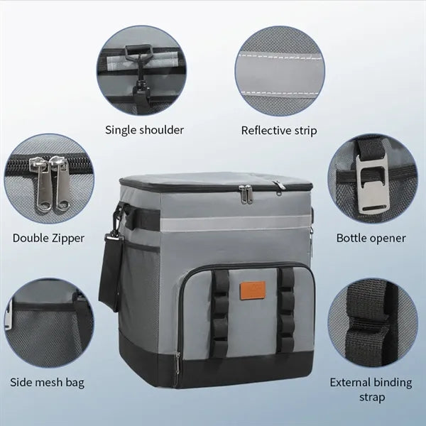35L Insulated Rolling Cooler Bag Box with Wheels & Handle