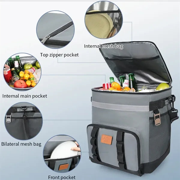 35L Insulated Rolling Cooler Bag Box with Wheels & Handle
