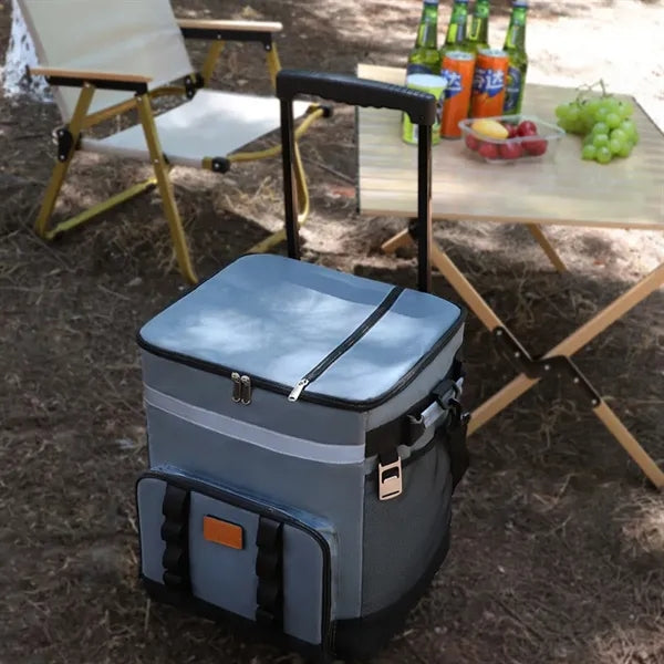 35L Insulated Rolling Cooler Bag Box with Wheels & Handle