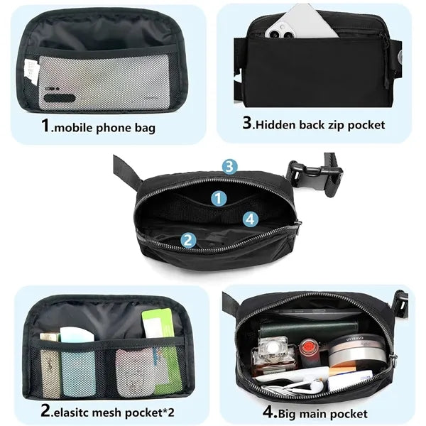 Waterproof Nylon Fanny Pack Crossbody Chest Bag Waist Bag