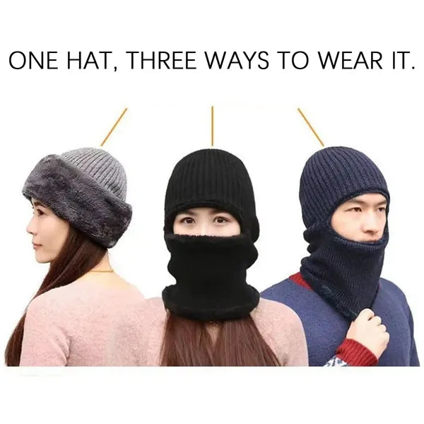 3-in-1 Windproof Thermal Fleece Beanie with Neck & Ear Cover