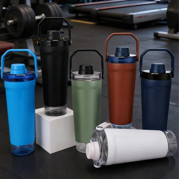 24 Oz Stainless Steel Insulated Shaker Bottle With Handle