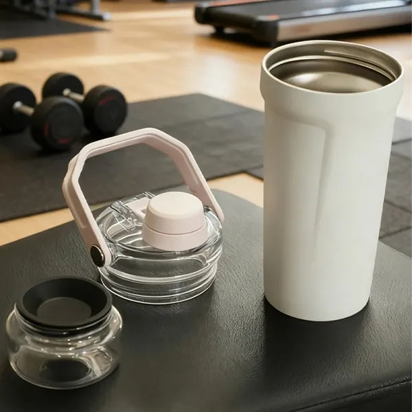 24 Oz Stainless Steel Insulated Shaker Bottle With Handle