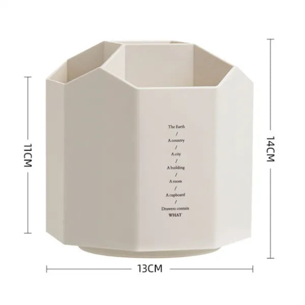 Large-Capacity 5-Grid Rotating Plastic Pen Holder